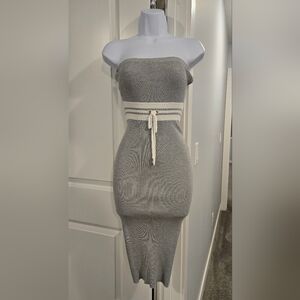 Guess Strapless Gray Ribbed Sweater Dress. Size XS.